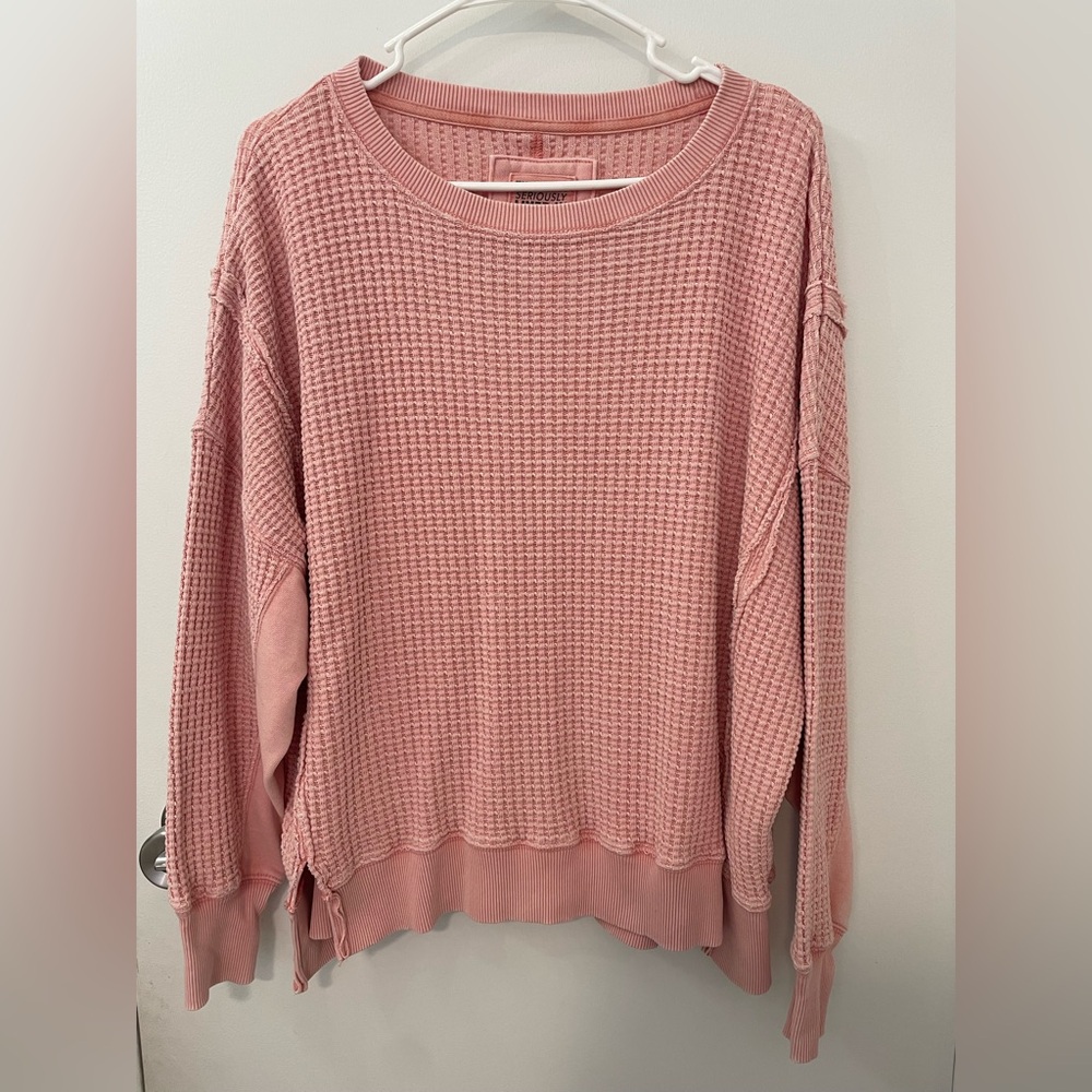 American Eagle Big Hug Waffle Crew Neck Sweatshirt Size XS